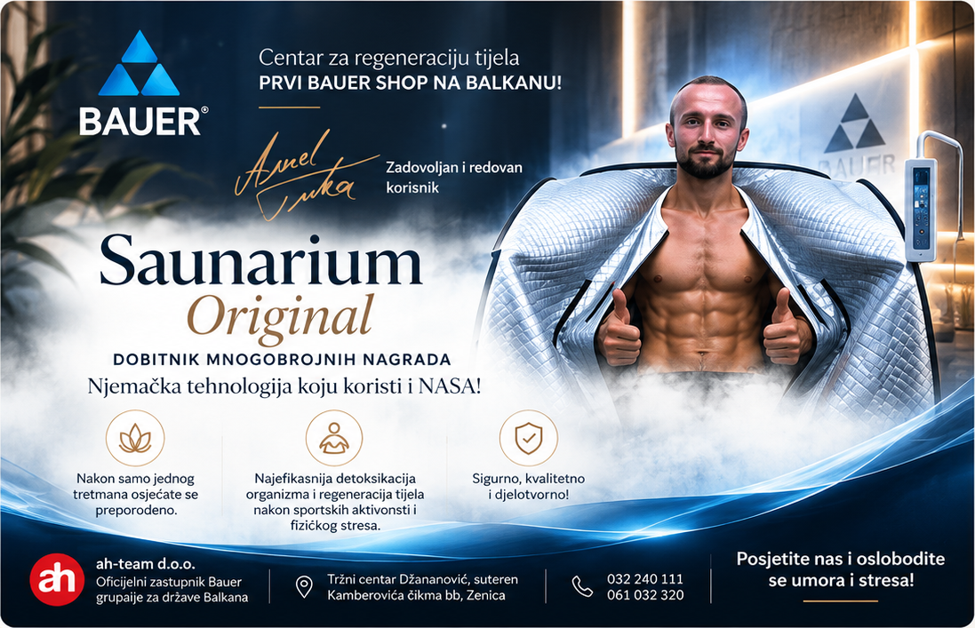 ⁦BAUER Saunarium Original⁩ — ملصق ترويجي معتمد مع ⁦Amel Tuka⁩